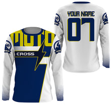 Load image into Gallery viewer, Custom Motocross Jersey UPF30+ Men Women Kid Blue Dirt Bike Racing Shirt Off-road Motorcycle Shirt NMS1287