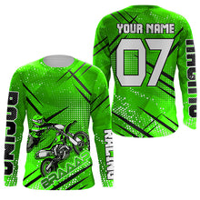 Load image into Gallery viewer, Dirt bike racing jersey custom green Motocross youth men women UPF30+ off-road extreme MX shirt PDT335