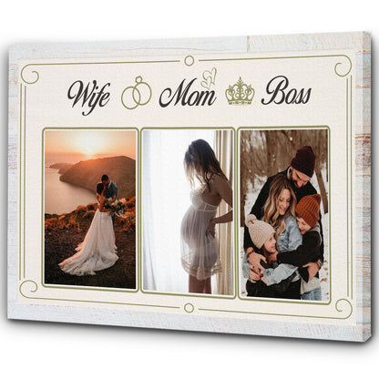 Personalized Canvas| Mom Wife Boss| Custom Photo Canvas| Birthday Gift for Her, Mother, Wife Mother's Day, Christmas Gift| N1488