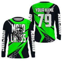 Load image into Gallery viewer, MX racing jersey green custom number Motocross kid adult UPF30+ off-road dirt bike shirt extreme PDT283