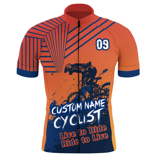 Live to ride Custom mens cycling jersey UPF50+ Road biking tops Bicycle clothes with 3 pockets| SLC05