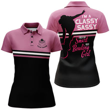 Load image into Gallery viewer, Personalized Women Polo Bowling Shirt, Funny Assy Bowling Girl Pink Bowlers Jersey NBP33