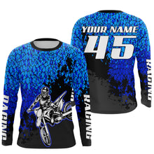 Load image into Gallery viewer, Motocross jersey custom name number kids boys girls UV extreme blue MX shirt off-road motorcycle PDT143