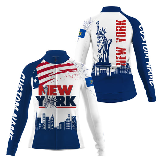 New York Women cycling jersey UPF50+ NYC bike shirt with 3 pockets Custom name USA cycling gear| SLC130
