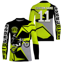 Load image into Gallery viewer, Youth men women Motocross racing jersey personalized UPF30+ biker extreme off-road green MX shirt PDT255