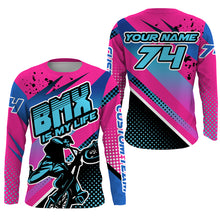 Load image into Gallery viewer, BMX life Pink BMX jersey UPF30+ adult kid BMX shirt cycling gear youth bicycle motocross gear mens| SLC133