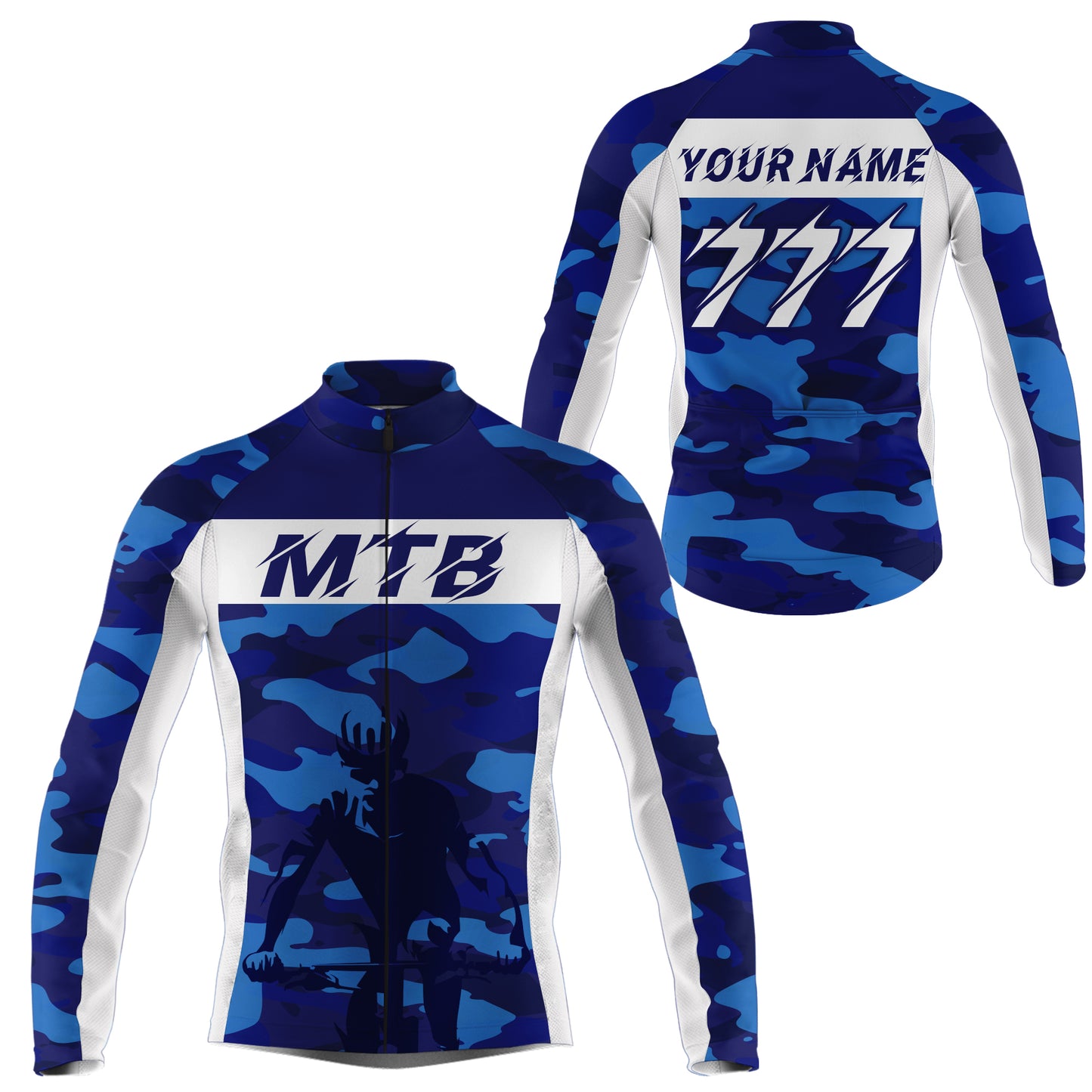 Custom Mens MTB Cycling Jersey Blue Camo Mountain Bike Bicycling Downhill Racing Shirt| NMS817