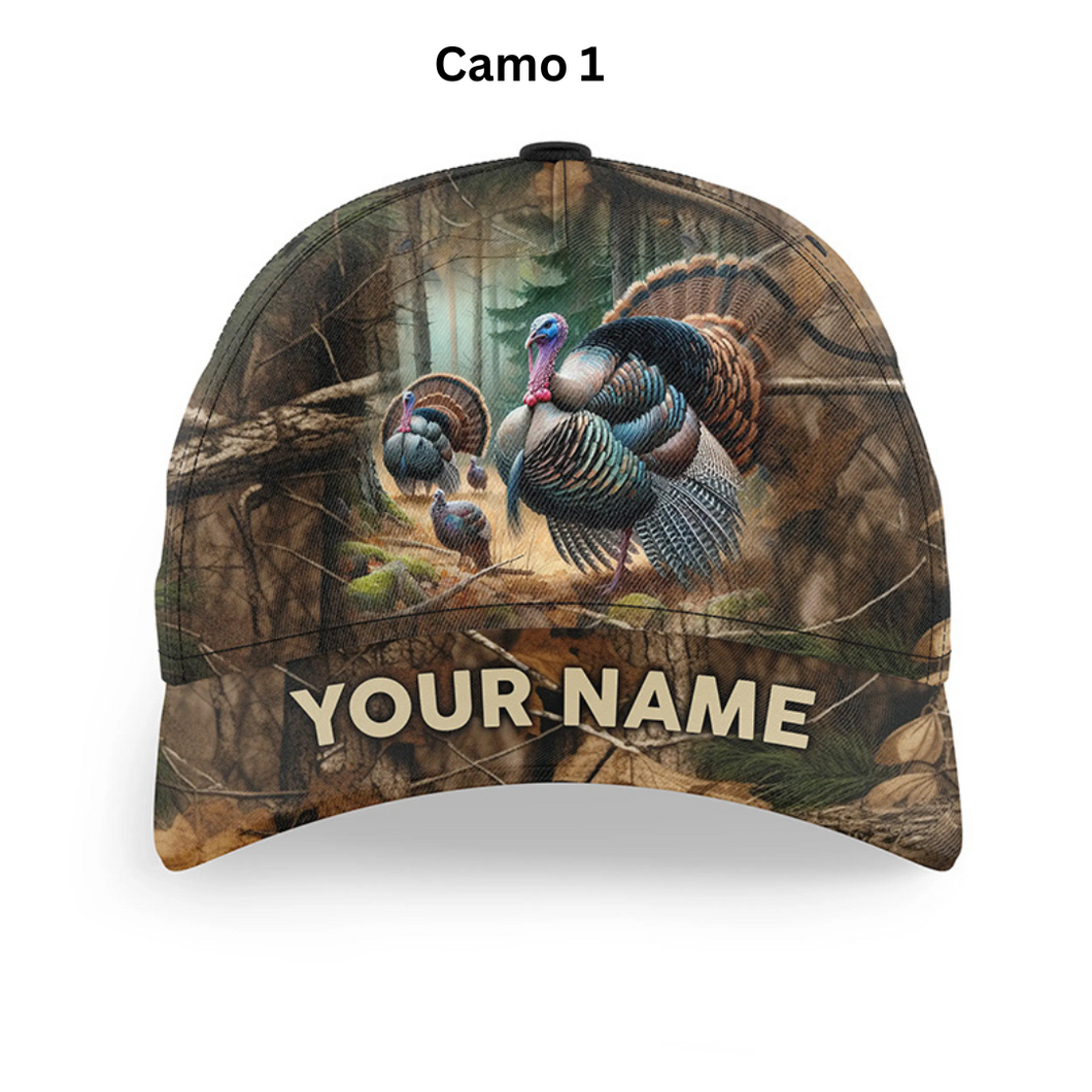 Personalized Turkey Hunting Hats, Snapback Baseball Camo Hat Turkey Hunting gear, Hunting Gifts FSD4415