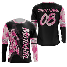 Load image into Gallery viewer, MotoGirl personalized jersey UPF30+ motocross girl pink camo dirt bike riding shirt women bikers NMS1022