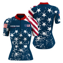 Load image into Gallery viewer, Womens American cycling jersey UPF50+ USA bike shirt Biking tops with pockets Custom BMX MTB jersey| SLC66