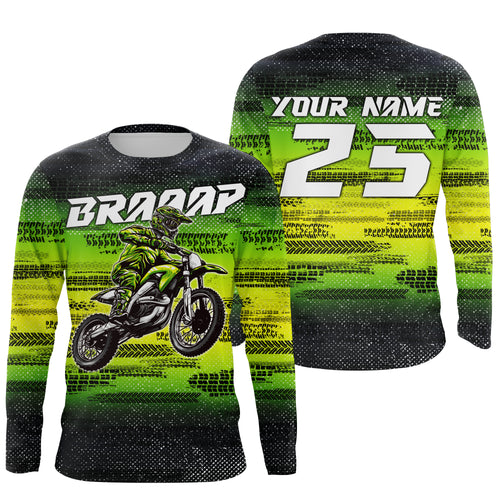 Custom dirt bike jersey youth kid adult UPF30+ MX racing green Motocross off-road shirt motorcycle PDT112