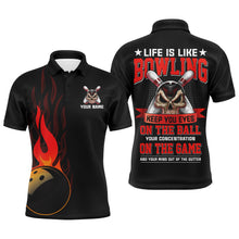 Load image into Gallery viewer, Flame Men Polo Bowling Shirt, Personalized Skull Bowlers Jersey Short Sleeves NBP61