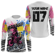 Load image into Gallery viewer, Brap Girl Custom Motocross Jersey Women Girls Biker Dirt Bike Shirt Long Sleeves NMS1353