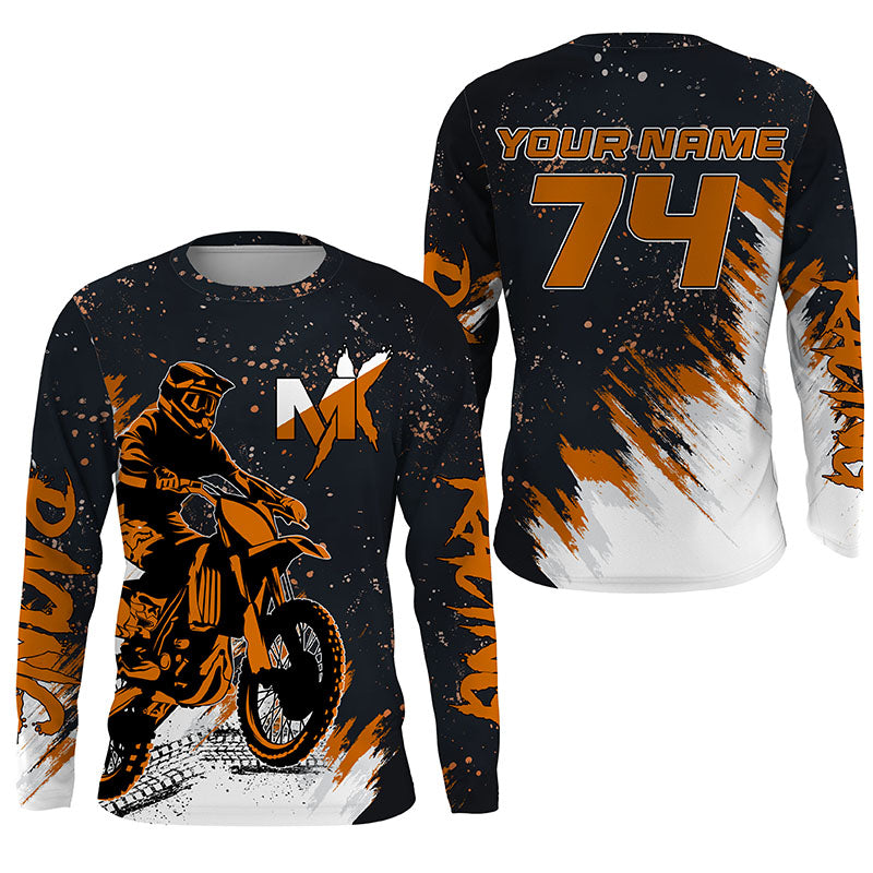 Custom Dirt Bike jersey youth men women UPF30+ orange MX racing shirt biker off-road motorcycle PDT418