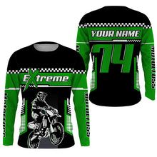 Load image into Gallery viewer, Motocross jersey personalized UPF30+ extreme dirt bike youth men women green MX racing shirt PDT249