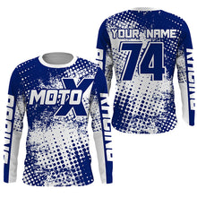 Load image into Gallery viewer, Custom dirt bike kid adult jersey UPF30+ blue Motocross shirt extreme racing racewear motorcycle PDT387