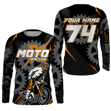 Load image into Gallery viewer, Personalized orange dirt bike jersey for kid&amp;adult UPF30+ Motocross racing MotoX off-road shirt PDT364