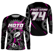 Load image into Gallery viewer, Pink dirt bike jersey for kid women men UPF30+ extreme custom Motocross off-road shirt PDT365