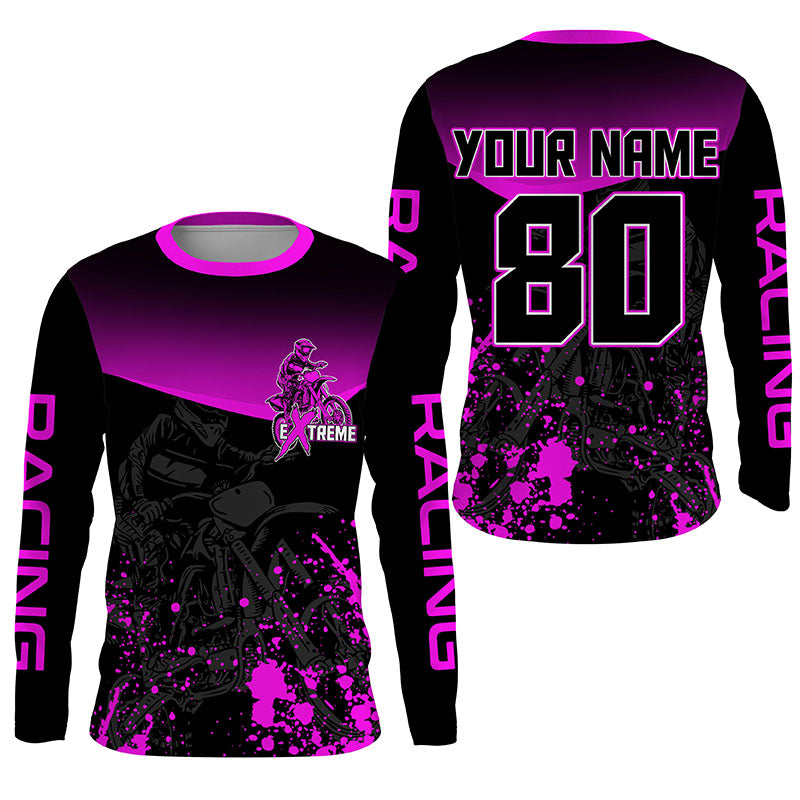 Personalized purple Motocross jersey UPF30+ extreme men kid women dirt bike off-road shirt PDT370