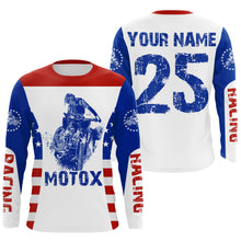 Load image into Gallery viewer, Kid men women USA flag Motocross off-road jersey custom name number dirt bike UV patriotic shirt PDT167