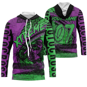 Green adult kid youth personalized MX jersey Motocross shirt UPF30+ dirt bike xtreme motorcycle PDT29