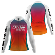 Load image into Gallery viewer, Orange women cycling jersey UPF50+ Breathable biking shirt girl with 3 pockets Custom bicycle gear| SLC126