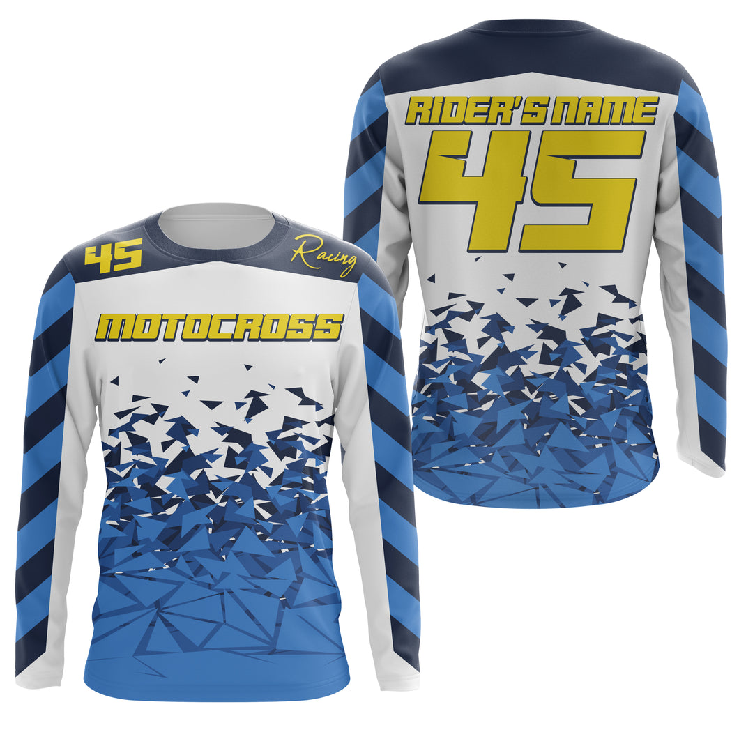 Custom number&name dirt bike racing jersey UPF30+ Motocross blue xtreme offroad shirt motorcycle PDT120