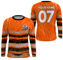 Load image into Gallery viewer, Custom motocross jersey orange tire track dirt bike UPF30+ kids men women motorcycle off-road NMS1032