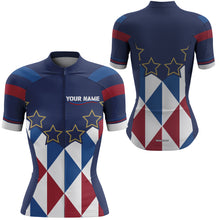 Load image into Gallery viewer, Blue men &amp; women Cycling jersey with 3-rear pockets Custom UPF50+ bike shirt Full zip bicycle gear| SLC178