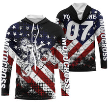 Load image into Gallery viewer, Adult&amp;kid UPF30+ American flag jersey Motocross customizable dirt bike off-road motorcycle shirt PDT28