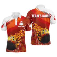 Load image into Gallery viewer, Flame Polo Men&#39;s Bowling Shirt, Custom Name Team Bowlers Jersey Short Sleeve NBP96