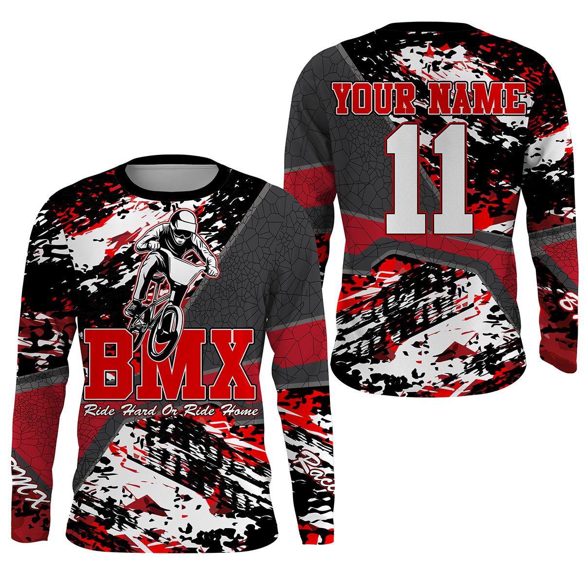 Personalized Red BMX jersey for adult kid UPF30+ riding shirt Off-road cycling gear bicycle clothes| SLC82