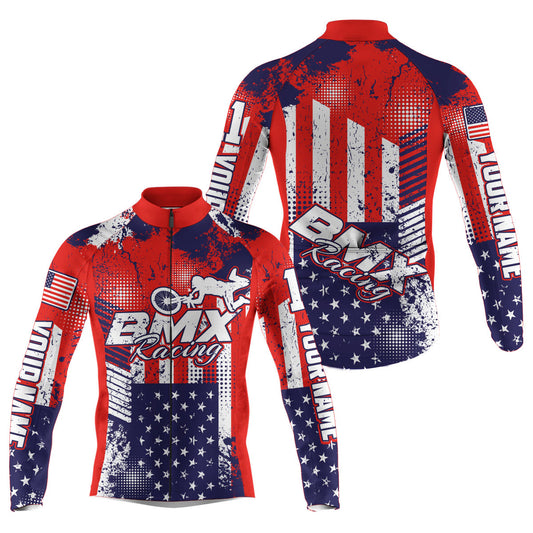 Custom BMX cycling jersey Cycle gear with 3 pockets Anti-UV full zipper American bike shirt| SLC73