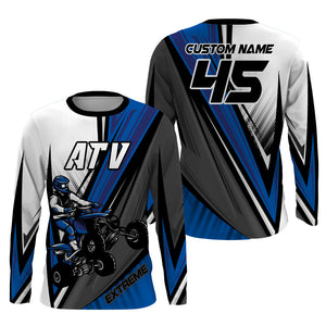 Custom ATV Motocross Jersey Blue UPF30+ Quad Bike Shirt Racing Adult Youth Off-road NMS1342