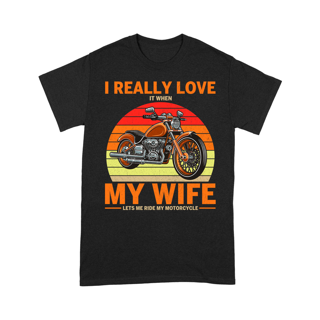 I Really Love My Wife Motorcycle Men T-shirt - Biker T-shirt, Cool Cruiser Rider Shirt for Husband Biker| NMS08