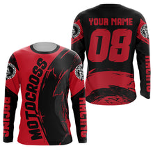 Load image into Gallery viewer, Kid&amp;adult red motocross jersey custom youth Dirt Bike upf30+ off-road shirt biker motorcycle PDT419