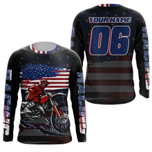 Load image into Gallery viewer, USA Motocross kid adult jersey personalized upf30+ patriotic off-road biker shirt motorcycle PDT438