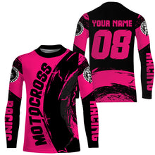 Load image into Gallery viewer, Personalized Motocross jersey pink youth girl UPF30+ MX racing dirt bike off-road long sleeves PDT229