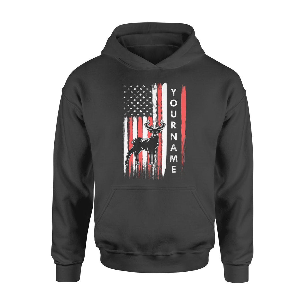 American flag deer hunting custom name shirt, personalized deer hunting apparel Hoodie- NQS1206