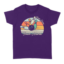 Load image into Gallery viewer, Custom Bowling Retro Shirt, Personalized Bowling Name Women's T-shirt