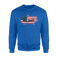 Load image into Gallery viewer, Custom name American Flag Fish Hook fishing Crew Neck Sweatshirt, personalized fishing apparel gift for Fishing lovers- NQS1198