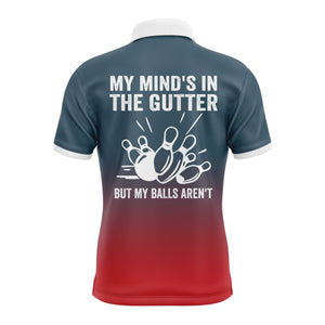 Funny Men Polo Bowling Shirt Personalized My Mind's in The Gutter Bowlers Jersey Short Sleeves NBP27