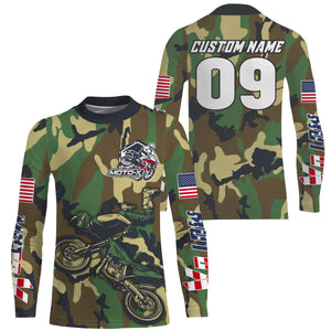 Men women kid camo MX custom UV protective youth motocross jersey extreme dirt bike racing shirt PDT67