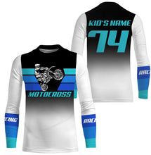 Load image into Gallery viewer, Kid men women jersey Motocross blue white custom dirt bike UV MX off-road motorcycle racing shirt PDT174
