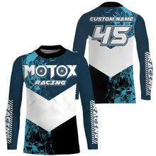 Load image into Gallery viewer, Kids men women custom motocross jersey UPF30+ blue MotoX racing off-road dirt bike riding shirt PDT114