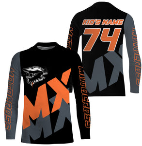 Personalized black MX racing jersey for youth men women Motocross off-road UV biker riding shirt PDT152