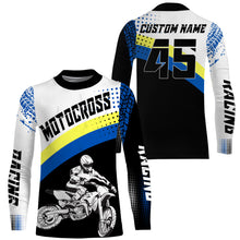 Load image into Gallery viewer, Custom motocross jersey blue UPF30+ men women kid dirt bike racing off-road motorcycle long sleeve NMS1003