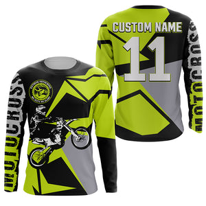 Youth men women Motocross racing jersey personalized UPF30+ biker extreme off-road green MX shirt PDT255