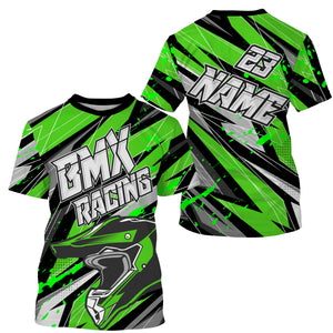 Personalized BMX racing jersey Green adult kid bike shirt UPF30+ enduro off-road cycling racewear| SLC51