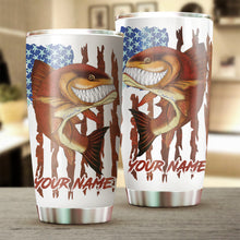 Load image into Gallery viewer, 1pc funny Redfish fishing American flag ChipteeAmz&#39;s art Custom Stainless Steel Tumbler Cup AT063